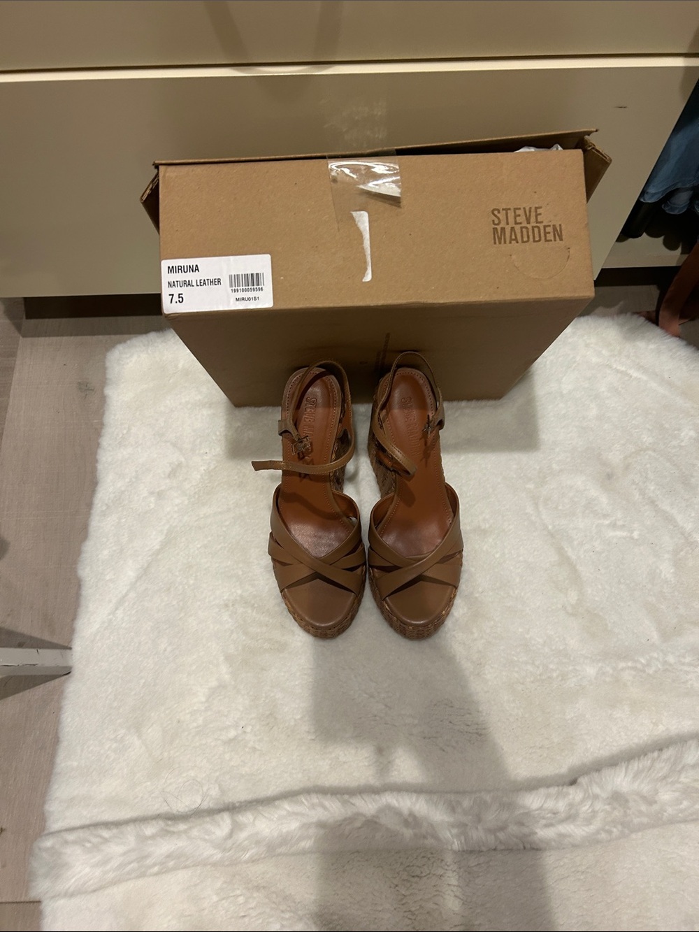 Steve Madden Brown Leather Wedge Sandals